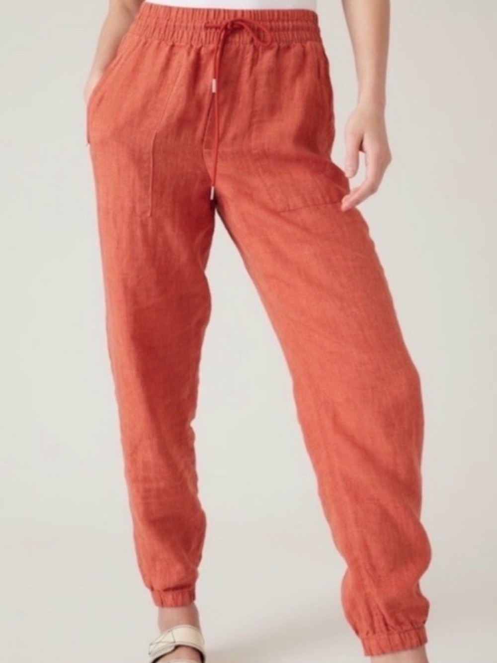 Athleta sunset Drawstring Retreat Joggers for women linen 6
